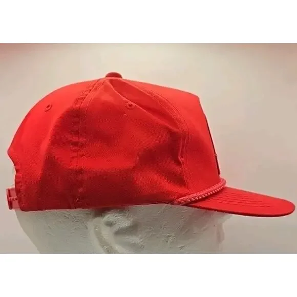 Vintage 90s Poes Fishing Lure Rope Patch Cap Logo Mesh Foam Snapback Trucker Hat - Picture 3 of 8